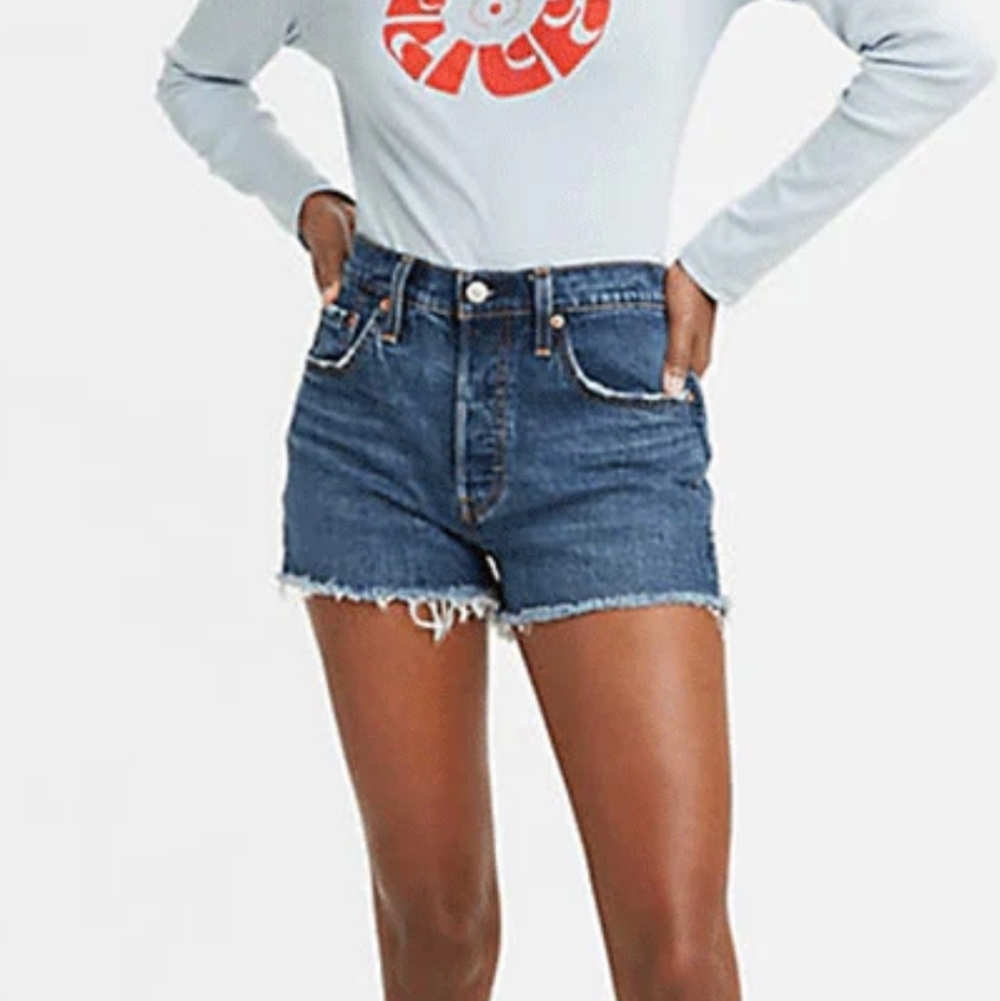 Levis 501 Jean Shorts Denim Blue Women's Size 25